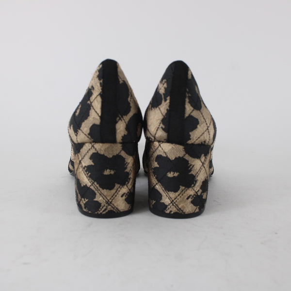 Nine West Heels Sz 10 M Brown Black Animal Print Slip On Man Made Materials Heel