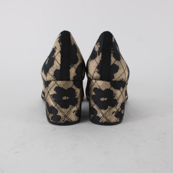 Nine West Heels Sz 10 M Brown Black Animal Print Slip On Man Made Materials Heel