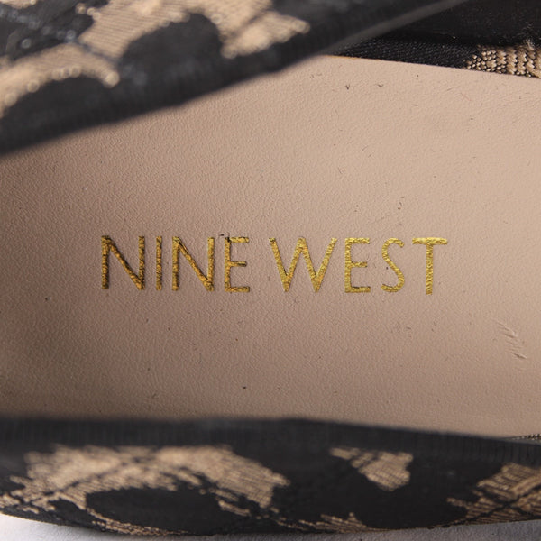 Nine West Heels Sz 10 M Brown Black Animal Print Slip On Man Made Materials Heel