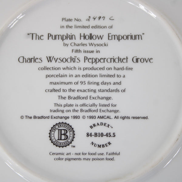 Charles Wysocki 8 x 8 The Pumpkin Hollow Emporium #2497C Plate