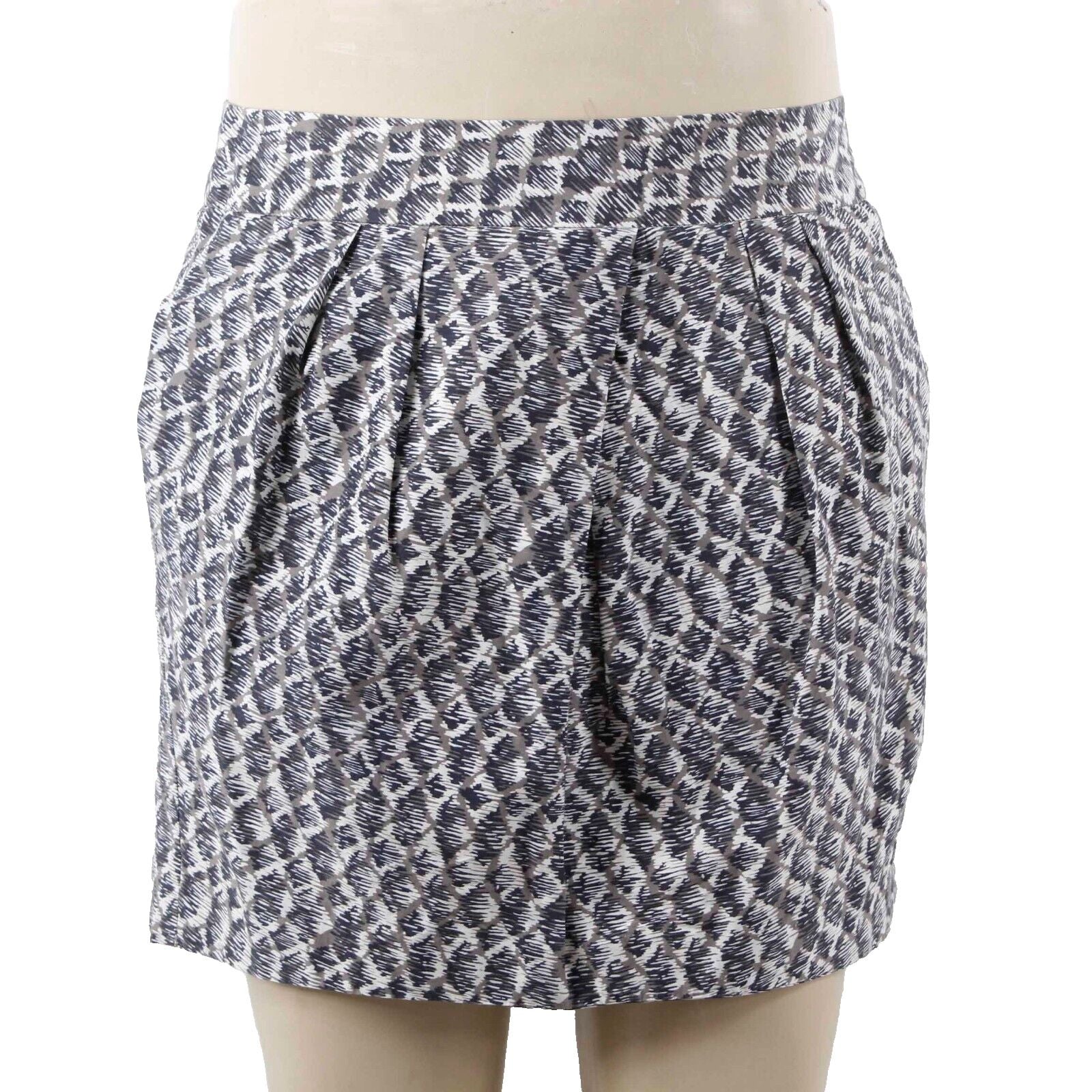 Banana Republic Sz 14 Navy Blue Multi Lined Pockets Cotton Blend Bubble Skirt