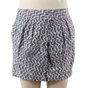 Banana Republic Sz 14 Navy Blue Multi Lined Pockets Cotton Blend Bubble Skirt