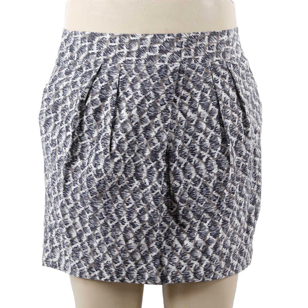 Banana Republic Sz 14 Navy Blue Multi Lined Pockets Cotton Blend Bubble Skirt