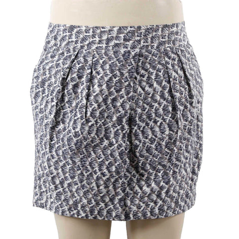 Banana Republic Sz 14 Navy Blue Multi Lined Pockets Cotton Blend Bubble Skirt