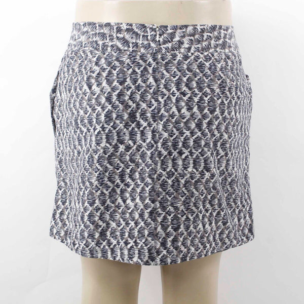 Banana Republic Sz 14 Navy Blue Multi Lined Pockets Cotton Blend Bubble Skirt