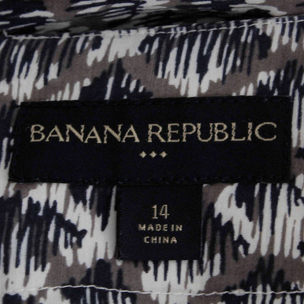 Banana Republic Sz 14 Navy Blue Multi Lined Pockets Cotton Blend Bubble Skirt