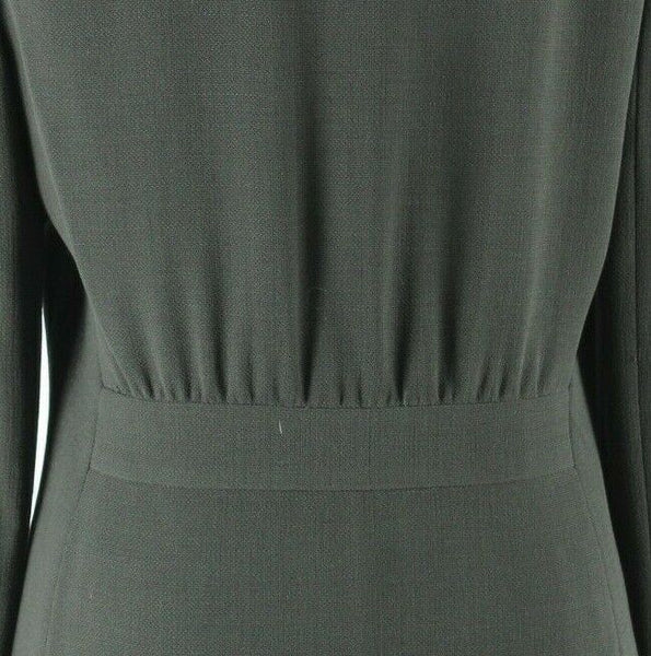 Giorgio Armani Sz 40 Black Green Buttoned Gathered Back Wool Blend Lined Jacket