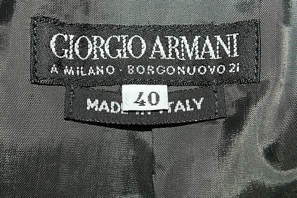 Giorgio Armani Sz 40 Black Green Buttoned Gathered Back Wool Blend Lined Jacket