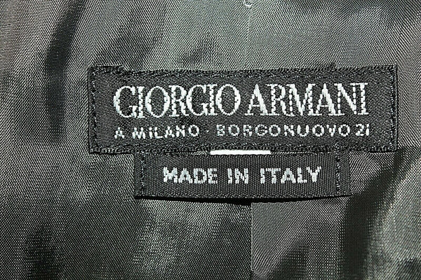 Giorgio Armani Sz 40 Black Green Buttoned Gathered Back Wool Blend Lined Jacket