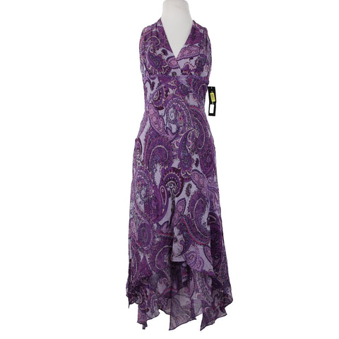 Donna Morgan NEW $160 Sz 6 Orchid Mul Purple Beaded Halter 100% Silk Dress