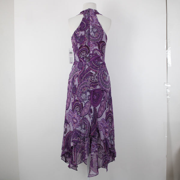 Donna Morgan NEW $160 Sz 6 Orchid Mul Purple Beaded Halter 100% Silk Dress