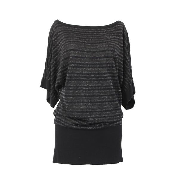 White House Black Market Top NEW Sz S Black Silver Striped Rayon Poly Top