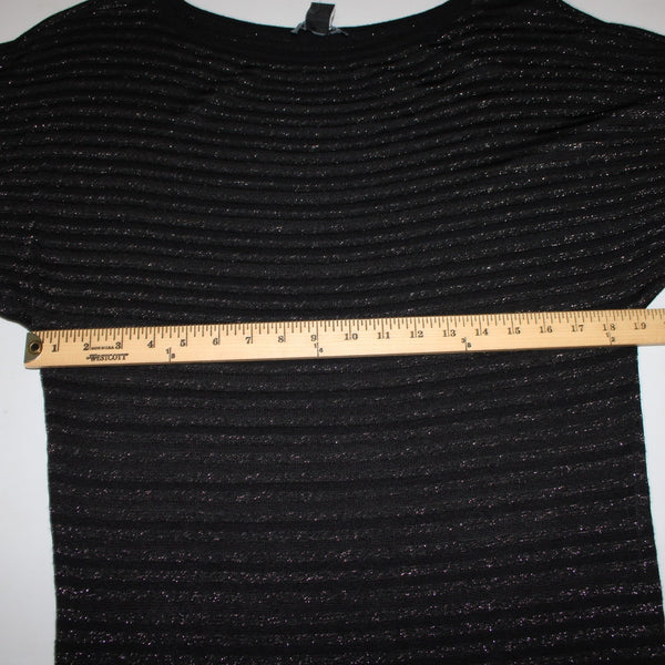 White House Black Market Top NEW Sz S Black Silver Striped Rayon Poly Top