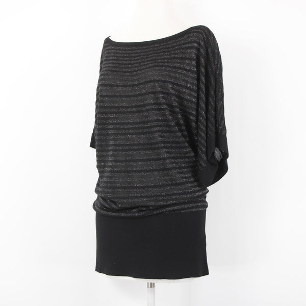 White House Black Market Top NEW Sz S Black Silver Striped Rayon Poly Top