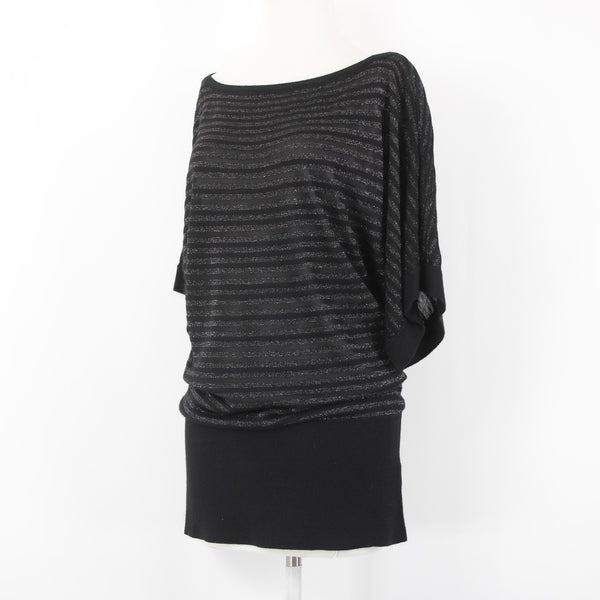 White House Black Market Top NEW Sz S Black Silver Striped Rayon Poly Top