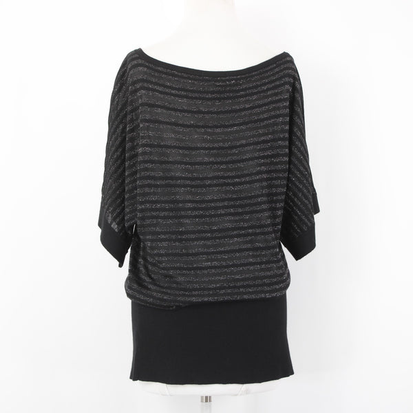 White House Black Market Top NEW Sz S Black Silver Striped Rayon Poly Top