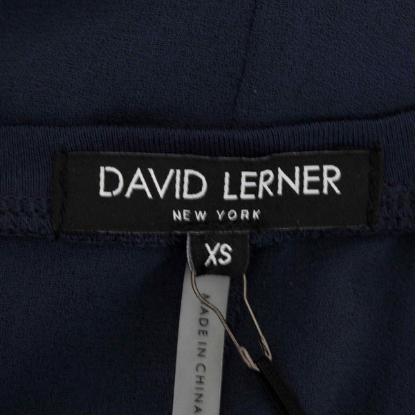 David Lerner NEW $115 Sz XS Navy Blue Sheer Hi Lo Split Sides Top