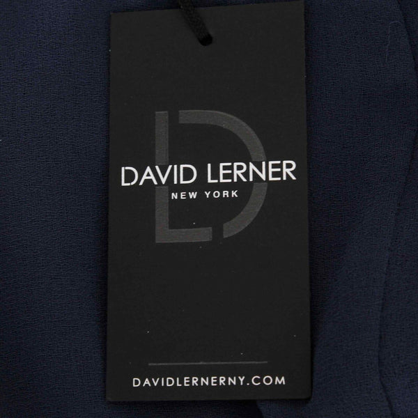 David Lerner NEW $115 Sz XS Navy Blue Sheer Hi Lo Split Sides Top