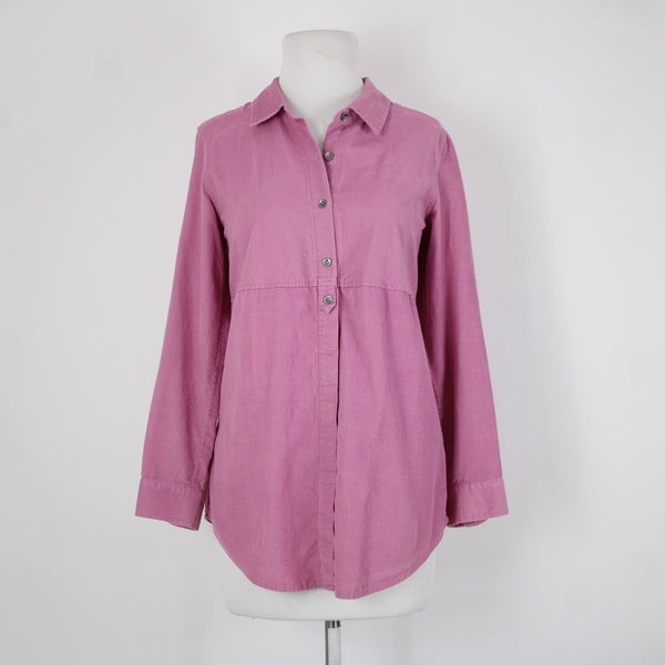 J Jill Sz SP Pink Corduary Collared Buttons 100% Cotton Top