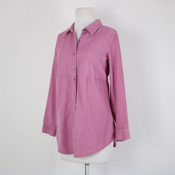 J Jill Sz SP Pink Corduary Collared Buttons 100% Cotton Top