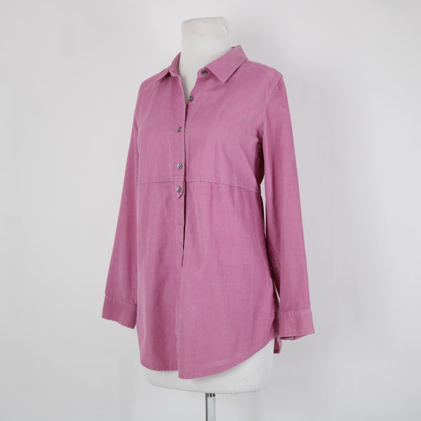 J Jill Sz SP Pink Corduary Collared Buttons 100% Cotton Top