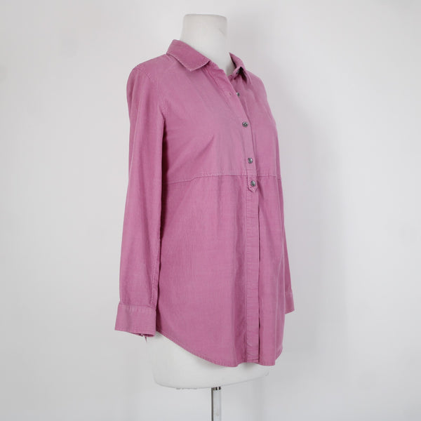J Jill Sz SP Pink Corduary Collared Buttons 100% Cotton Top