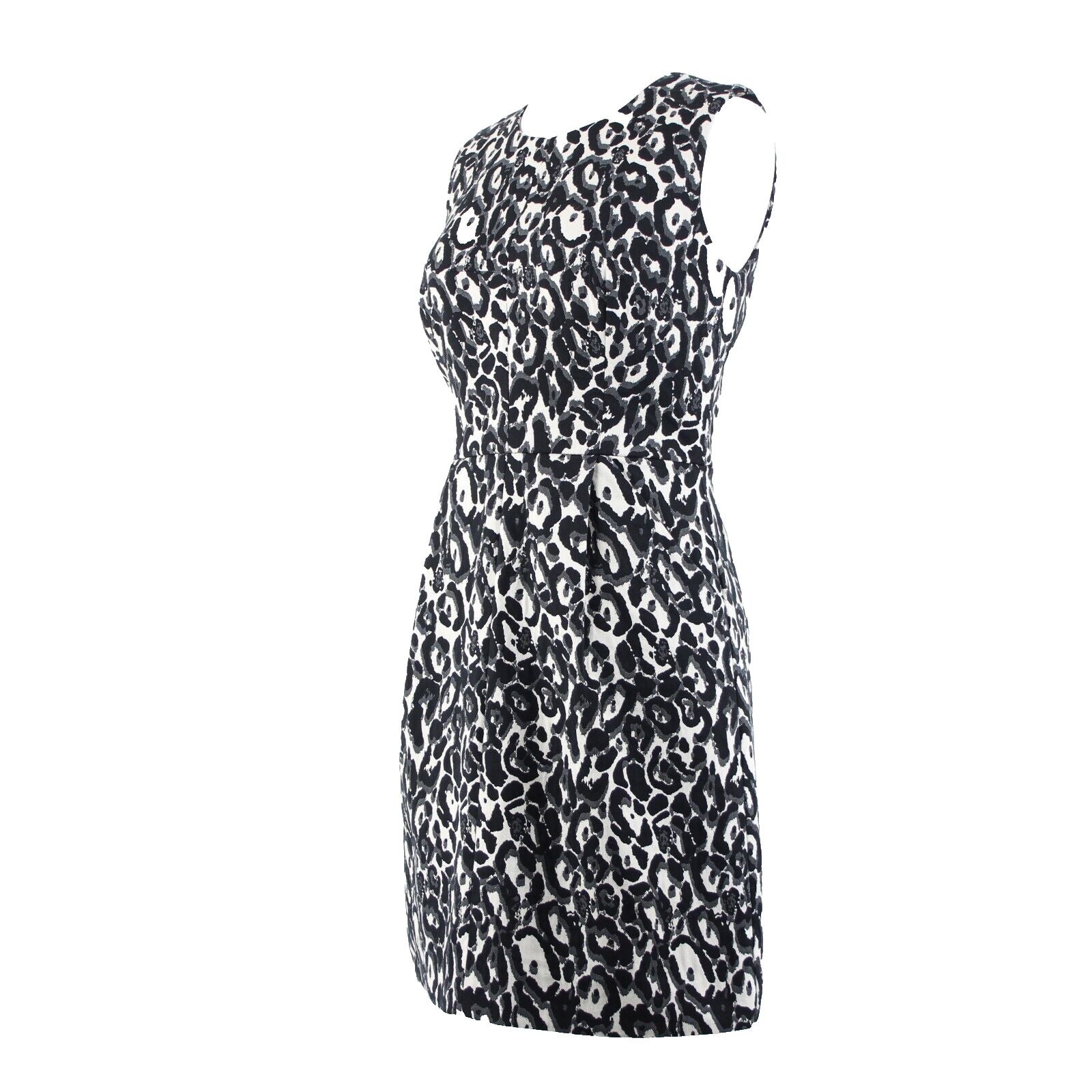 Milly Sz 2 Black White Animal Print Sleeveless Pockets Lined Dress