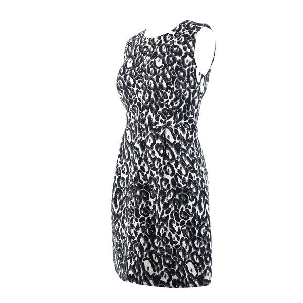 Milly Sz 2 Black White Animal Print Sleeveless Pockets Lined Dress