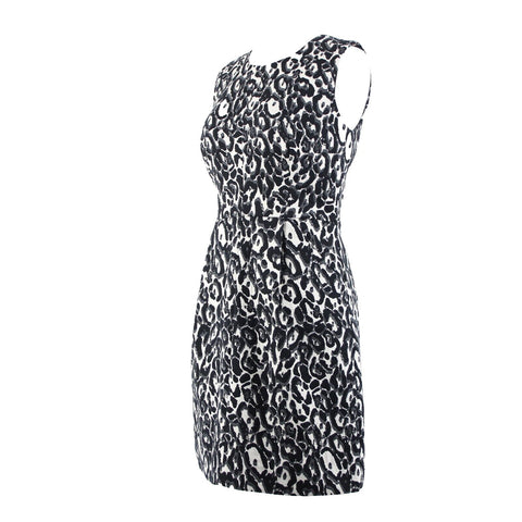 Milly Sz 2 Black White Animal Print Sleeveless Pockets Lined Dress