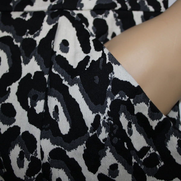 Milly Sz 2 Black White Animal Print Sleeveless Pockets Lined Dress