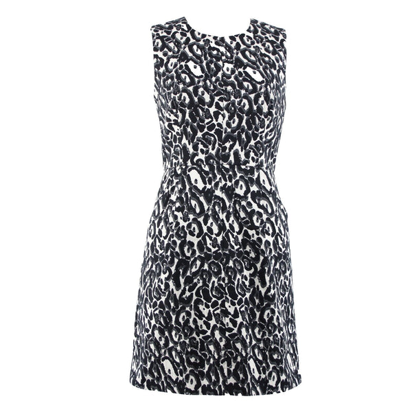 Milly Sz 2 Black White Animal Print Sleeveless Pockets Lined Dress