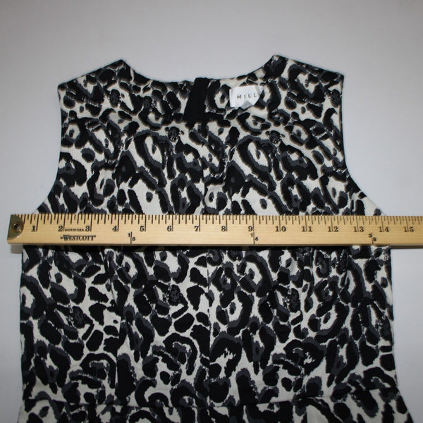 Milly Sz 2 Black White Animal Print Sleeveless Pockets Lined Dress