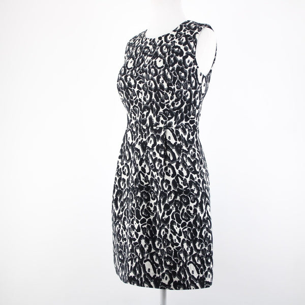 Milly Sz 2 Black White Animal Print Sleeveless Pockets Lined Dress