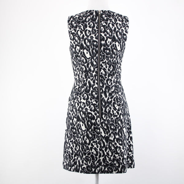 Milly Sz 2 Black White Animal Print Sleeveless Pockets Lined Dress