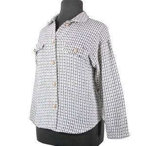 Mi Ami NEW $66 Pearlbutto Sz M Black White Faux Pearls 100% Polyester Jacket