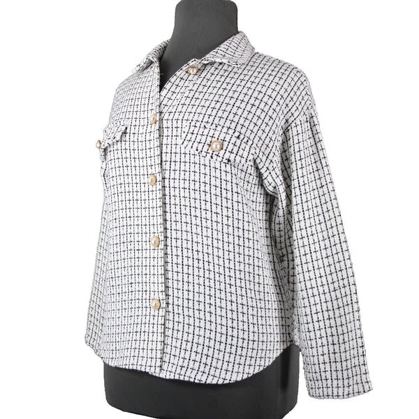 Mi Ami NEW $66 Pearlbutto Sz M Black White Faux Pearls 100% Polyester Jacket