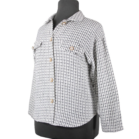 Mi Ami NEW $66 Pearlbutto Sz M Black White Faux Pearls 100% Polyester Jacket