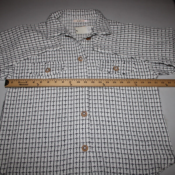 Mi Ami NEW $66 Pearlbutto Sz M Black White Faux Pearls 100% Polyester Jacket
