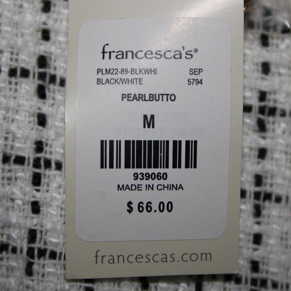 Mi Ami NEW $66 Pearlbutto Sz M Black White Faux Pearls 100% Polyester Jacket