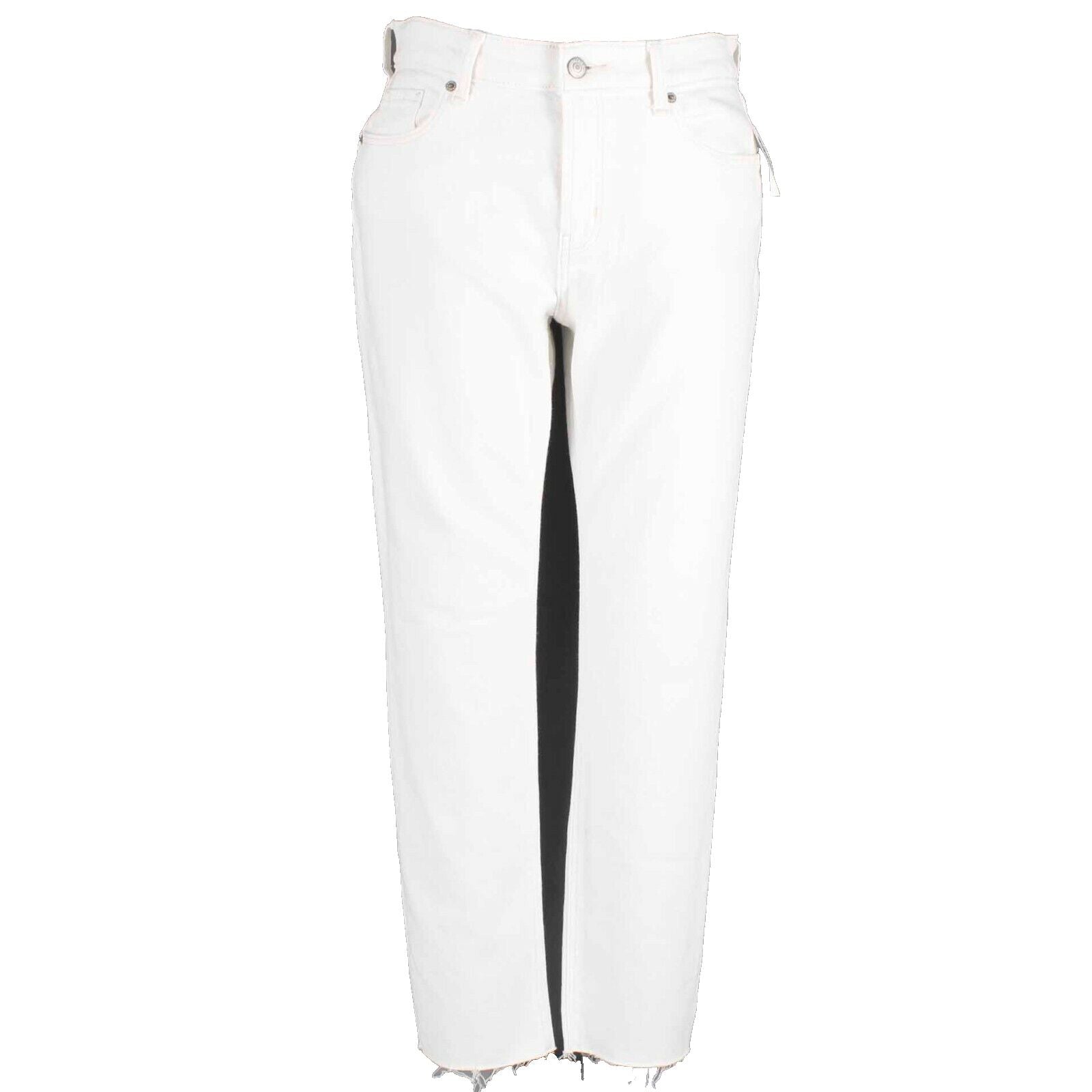 Old Navy NEW Sz 4 x 25 Ivory Denim Raw Hem Tapered Leg Cotton Blend Jean