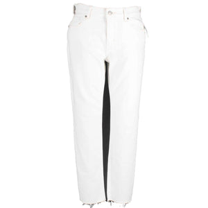 Old Navy NEW Sz 4 x 25 Ivory Denim Raw Hem Tapered Leg Cotton Blend Jean