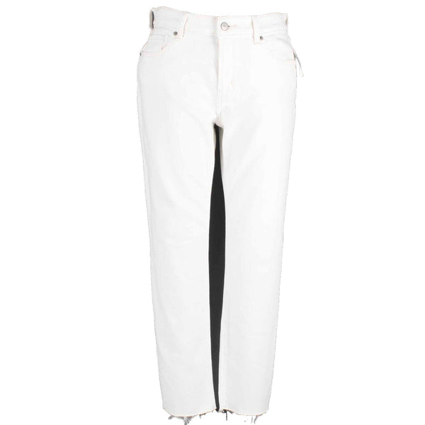 Old Navy NEW Sz 4 x 25 Ivory Denim Raw Hem Tapered Leg Cotton Blend Jean