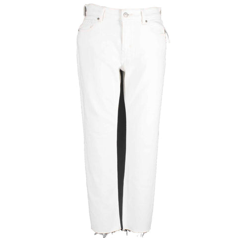 Old Navy NEW Sz 4 x 25 Ivory Denim Raw Hem Tapered Leg Cotton Blend Jean
