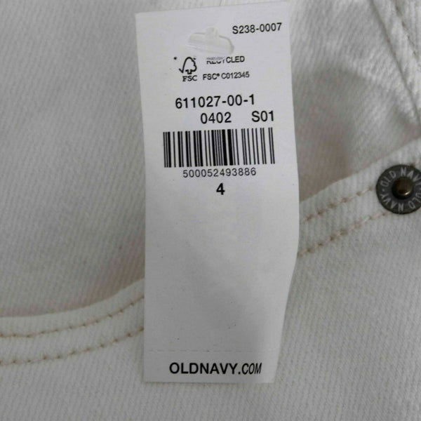 Old Navy NEW Sz 4 x 25 Ivory Denim Raw Hem Tapered Leg Cotton Blend Jean