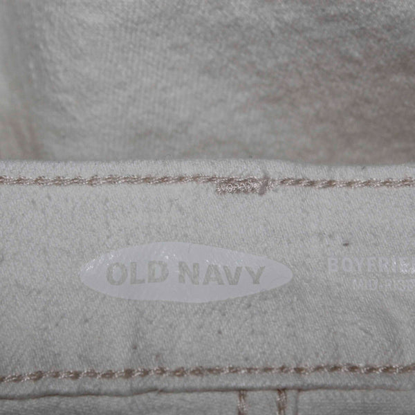 Old Navy NEW Sz 4 x 25 Ivory Denim Raw Hem Tapered Leg Cotton Blend Jean