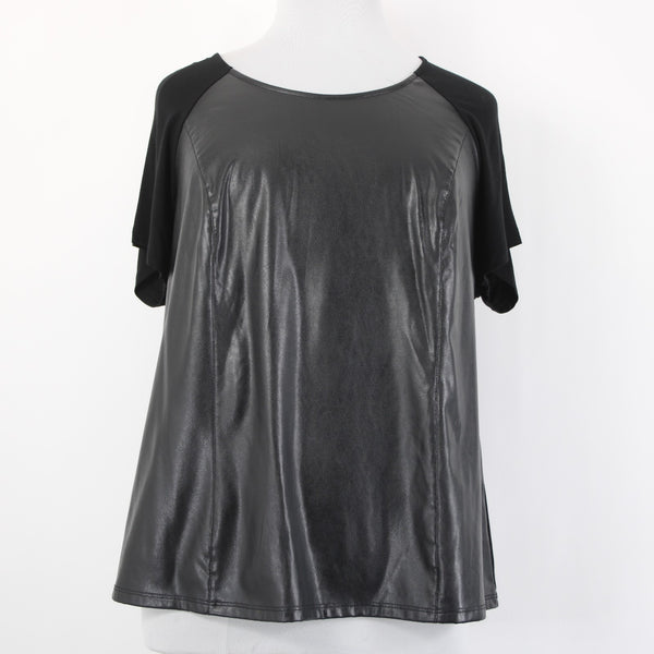 INC Top NEW $80 Sz 2X Deep Black Faux Leather Rayon Spandex Top