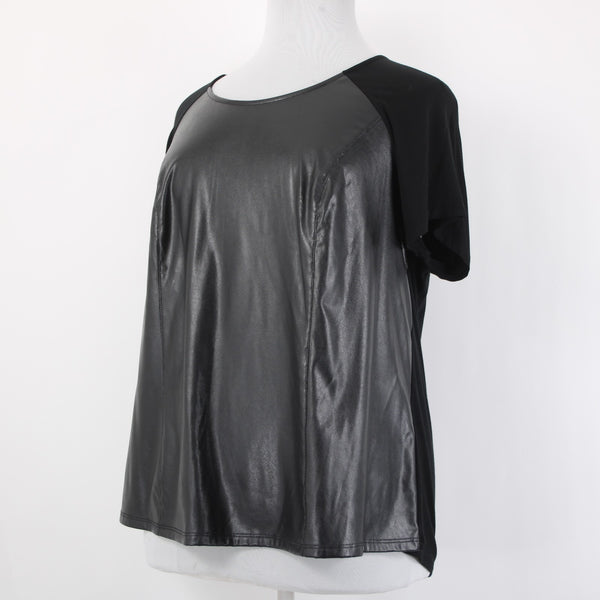INC Top NEW $80 Sz 2X Deep Black Faux Leather Rayon Spandex Top