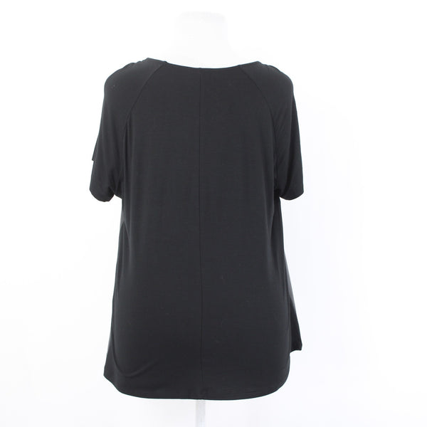 INC Top NEW $80 Sz 2X Deep Black Faux Leather Rayon Spandex Top