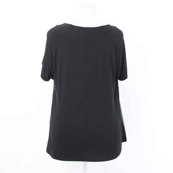 INC Top NEW $80 Sz 2X Deep Black Faux Leather Rayon Spandex Top