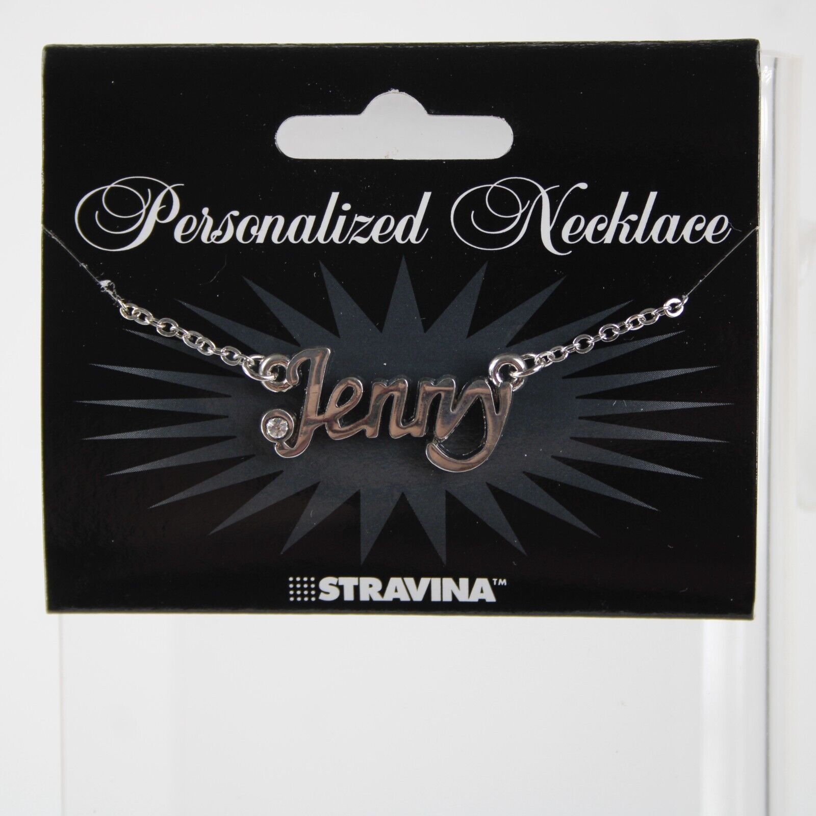 JENNY NEW Name Silvertone Rhinestone 14.5" w 4.5" Multi Ring Ext Necklace